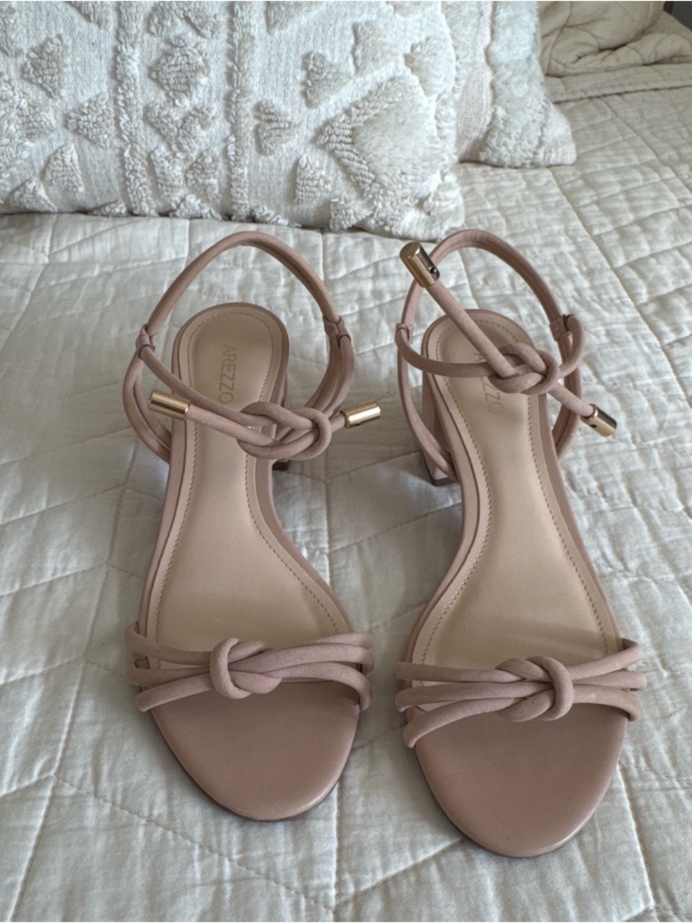 Arezzo Blush Knot-Detail Mid Heel Sandals